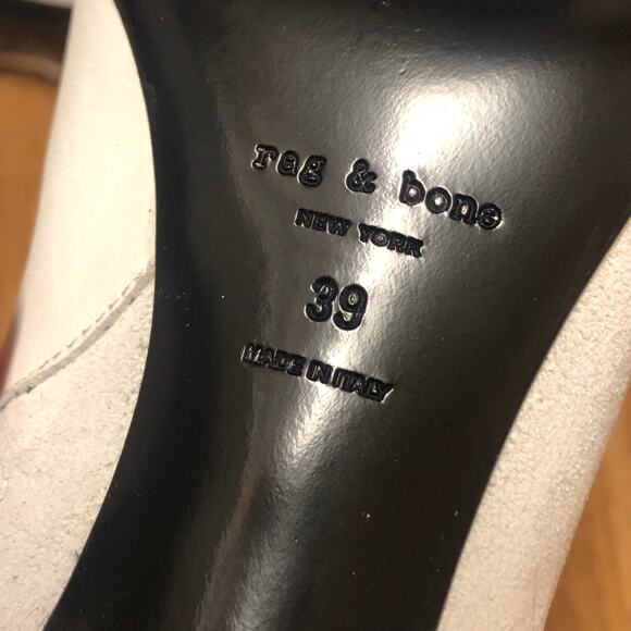 Rag & Bone Beha White Suede Leather Stiletto Ankle Boot Size 9 (39) - Picture 11 of 15